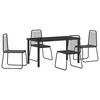 vidaXL Tuin eettafelset 5 pcs Zwart Gepoedercoat staal