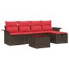 vidaXL Tuin Sofa Set met kussen met opslag 6 pcs Poly riet