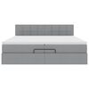 vidaXL Ottoman bed met matras 200x200 cm stof lichtgrijs