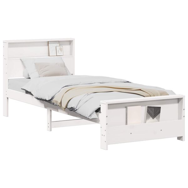 vidaXL Bedframe met hoofdeinde Wit 80 x 200 cm Bewerkt hout