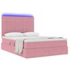 vidaXL Opbergbed met LED met matras Roze 140 x 190 cm Fluweel