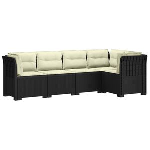vidaXL 5-Zits Tuin Sofa met Kussens Rattan Look PP Antraciet