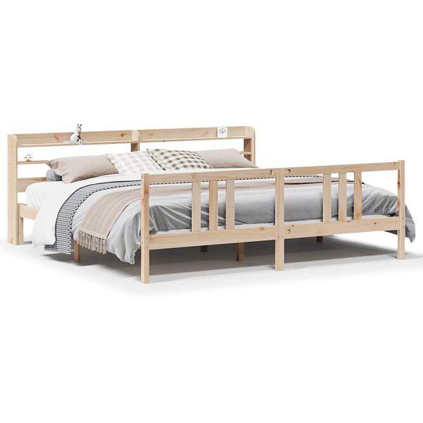vidaXL Bedframe met hoofdbord massief grenenhout 200x200 cm
