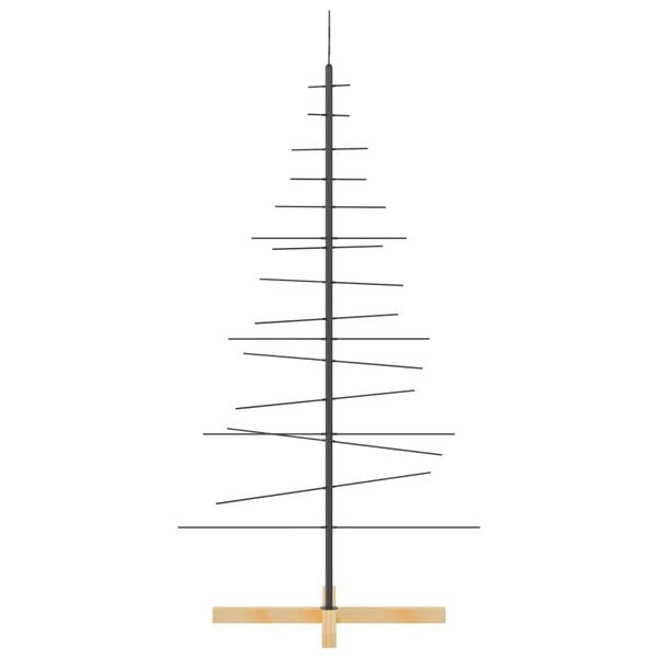 vidaXL Kerstdecoratie kerstboom met houten basis 150 cm metaal zwart