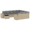 vidaXL 11-delige Tuinset met kussens poly rattan beige