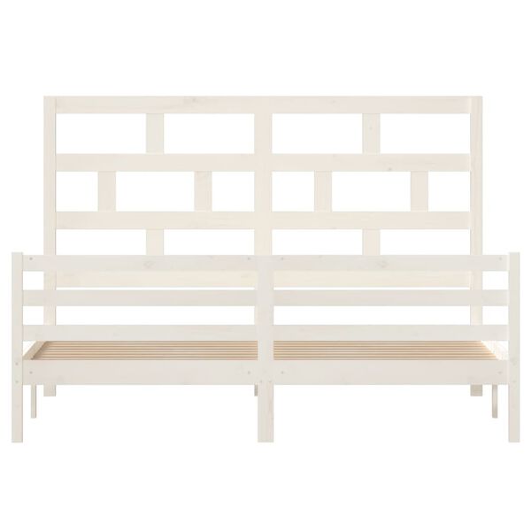 vidaXL Bedframe massief hout wit 180x200 cm