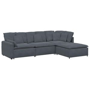vidaXL Modulaire bank met voetenbank en kussens fluweel donkergrijs