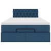 vidaXL Bed poef met matras en LED's 120x200 cm stof blauw