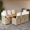 vidaXL 9-delige Tuinset met kussens poly rattan gemengd beige