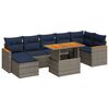 vidaXL 8-delige Loungeset met kussens poly rattan grijs