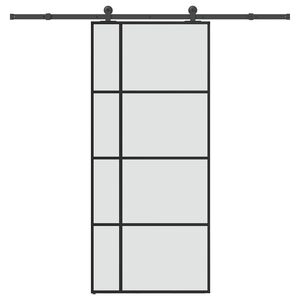 vidaXL Schuifdeur met beslag 90x205 cm ESG-glas en aluminium