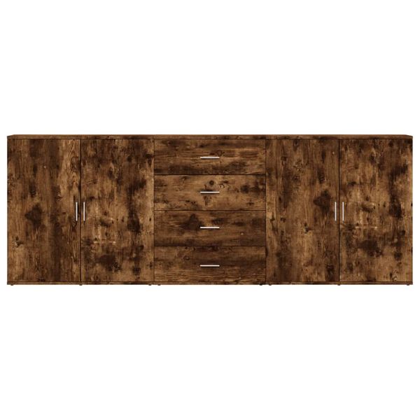 vidaXL Dressoirs 3 st bewerkt hout gerookt eikenkleurig