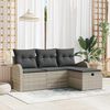 vidaXL Tuin Sofa Set met kussen met opslag 4 pcs Lichtgrijs Poly riet