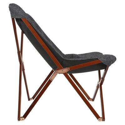Lesli Living Vlinderstoel 73x85x95 cm grijs en bruin