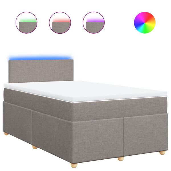 vidaXL Boxspring met matras stof taupe 120x190 cm