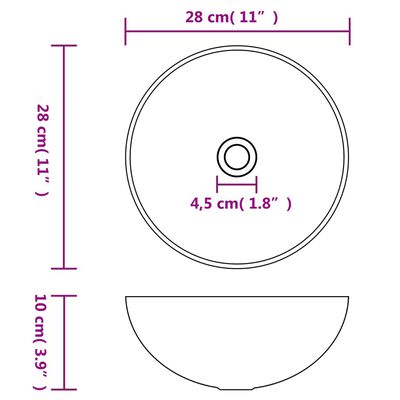 vidaXL Wastafel rond keramiek matwit