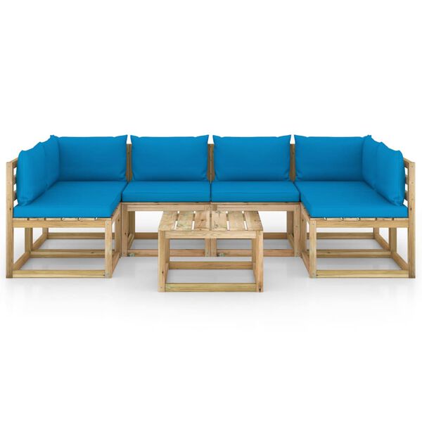 vidaXL 7-delige Loungeset met kussens ge&iuml;mpregneerd grenenhout