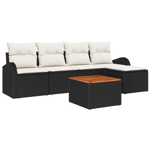 vidaXL Tuin Sofa Set 6 pcs Zwart en wit