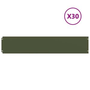 vidaXL Gazonrand 30 st 20 x 103 cm Koudgewalst staal Olijfgroen