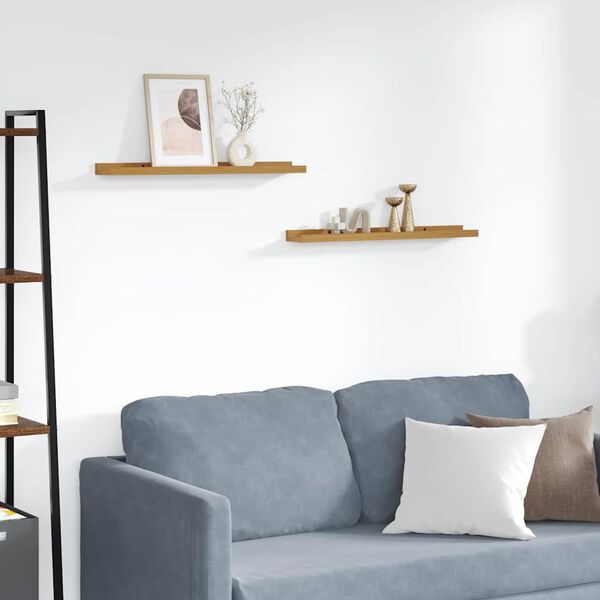 vidaXL Wandplank met plank 2 pcs Beige 60 x 9 x 3 cm Bewerkt hout