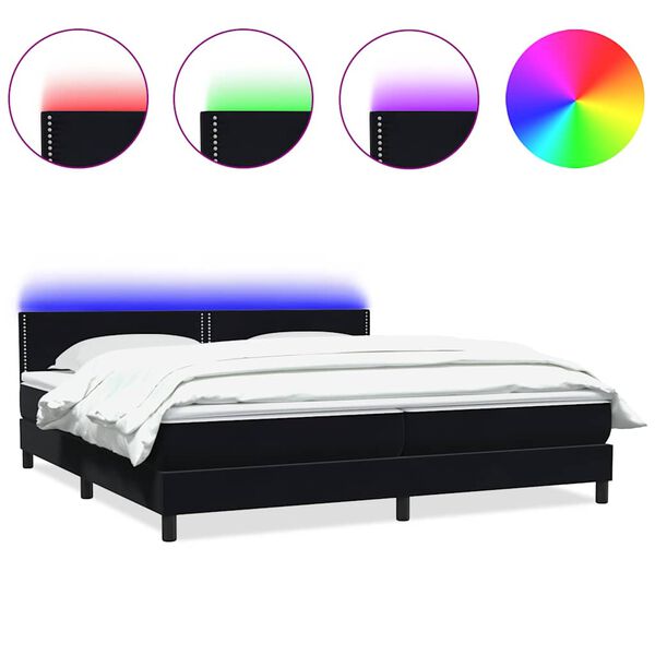 vidaXL Boxspring met matras en LED fluweel zwart 200x210 cm