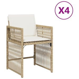 vidaXL Tuinstoelen 4 st met kussens poly rattan beige