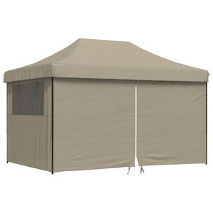 vidaXL Partytent inklapbaar pop-up met 4 zijwanden taupe