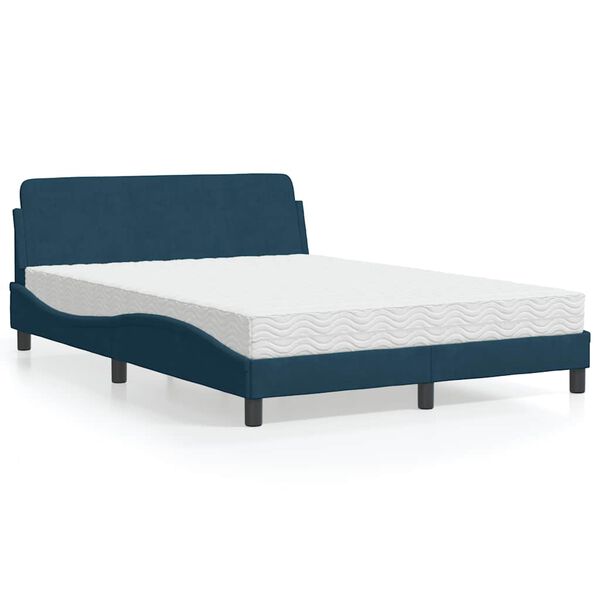 vidaXL Bed met matras "Dover" fluweel blauw 140x200 cm