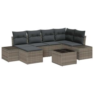 vidaXL Tuin Sofa Set met kussen met opslag 6 pcs Grijs poly rattan