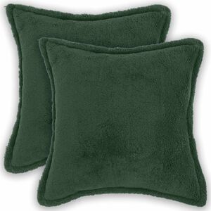 vidaXL Kussensloop 2 pcs HOUTEN Donkergroen 30 x 30 cm Boucl&eacute;