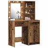 vidaXL Make-up tafel set met LED met lade 2 pcs Oudhout Bewerkt hout