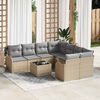 vidaXL Tuin Sofa Set met kussen met opslag 9 pcs Beige poly rattan