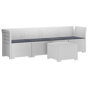 vidaXL 4-Persoons Tuin Sofa met Kussens Rieten Look PP Wit
