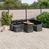 vidaXL 8-delige Loungeset met kussens poly rattan zwart