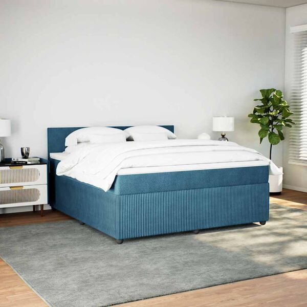 vidaXL Boxspring met matras fluweel blauw 180x200 cm