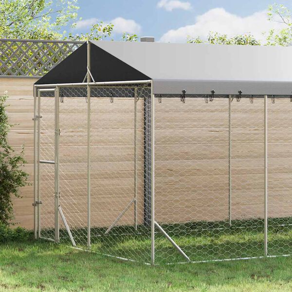 vidaXL Hondenkennel met dak 3x6x2,5 m gegalvaniseerd staal zilverkleur