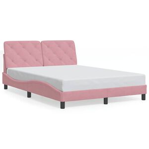 vidaXL Bedframe zonder matras fluweel roze 140x200 cm