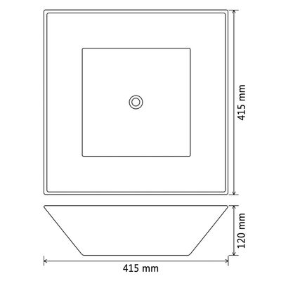 vidaXL Wastafel vierkant wit 41,5x41,5x12 cm keramiek
