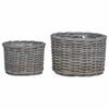 vidaXL Bloempot Mand met opslag 2 pcs Grijs Kubu Rattan