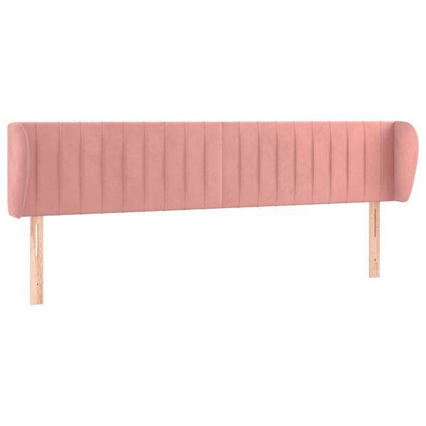 vidaXL Hoofdbord met randen 183x23x78/88 cm fluweel roze