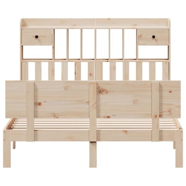vidaXL Bed met boekenkast zonder matras massief grenenhout 160x200 cm