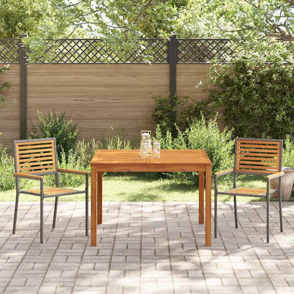 vidaXL Tuin Eetset 3 pcs Grijs Poly riet