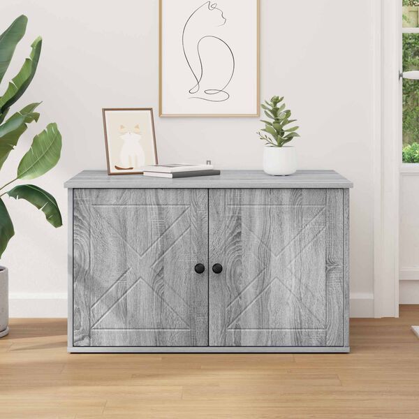 vidaXL Kattenhuis Grijs Sonoma 85 x 55 x 50 cm Bewerkt hout