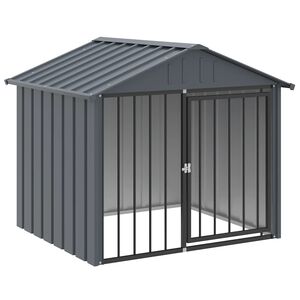 vidaXL Hondenhok met dak 117x103x102 cm gegalvaniseerd staal zwart