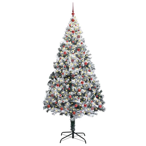 vidaXL Kunstkerstboom met 300 LED Wit 240 cm PVC en Staal en Kunststof
