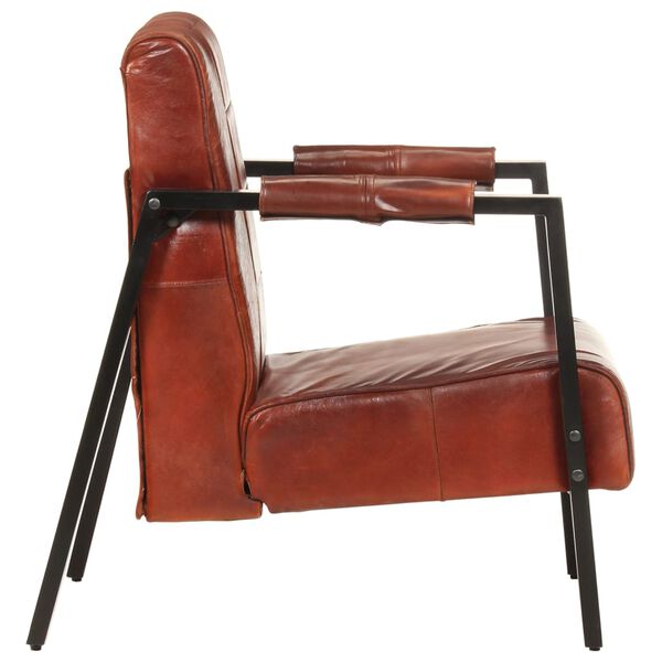 vidaXL Fauteuil 60x80x87 cm echt geitenleer donkerbruin