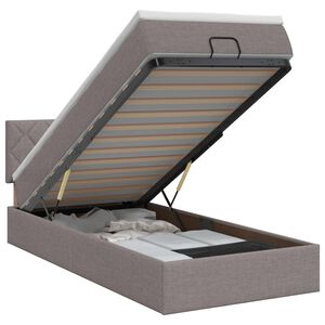 vidaXL Ottoman bed met matras met hoofdeinde Taupe 100 x 200 cm Stof
