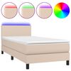 vidaXL Boxspring met matras en LED kunstleer cappuccinokleur 90x200 cm