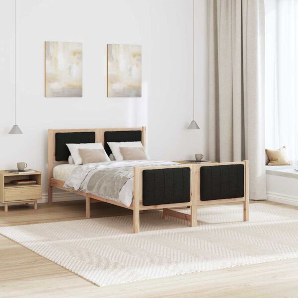 vidaXL Bedframe Bruin en zwart 120 x 190 cm Massief grenenhout