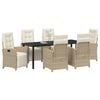 vidaXL Tuin eettafelset met kussen 7 pcs Beige poly rattan